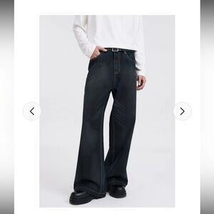 Men's Dark Denim Wide-Leg Jeans